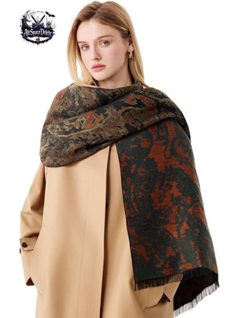 Brushed Mulberry Silk Scarf Women Paisley Wrap 71x18